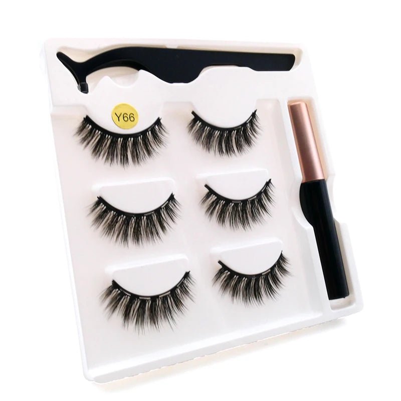 Magnetic eyelashes kit with reusable 3D false lashes and magnetic eyeliner pen for natural eye makeup