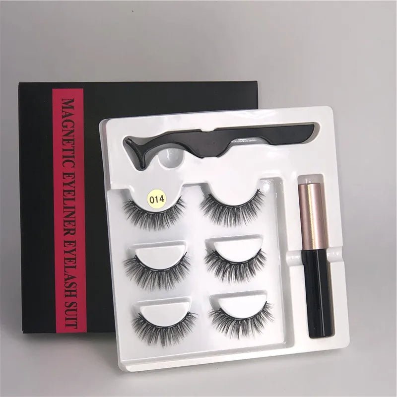 Magnetic eyelashes kit with reusable 3D false lashes and magnetic eyeliner pen for natural eye makeup