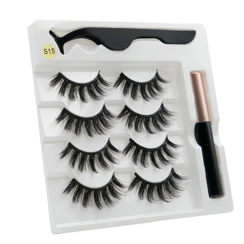 Magnetic eyelashes kit with reusable 3D false lashes and magnetic eyeliner pen for natural eye makeup