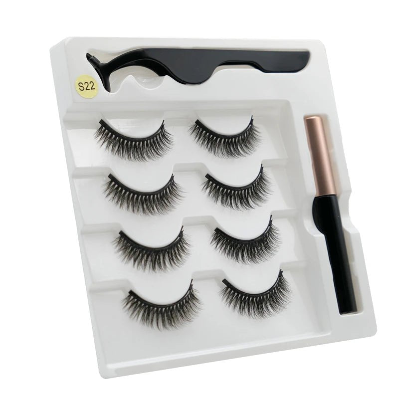 Magnetic eyelashes kit with reusable 3D false lashes and magnetic eyeliner pen for natural eye makeup