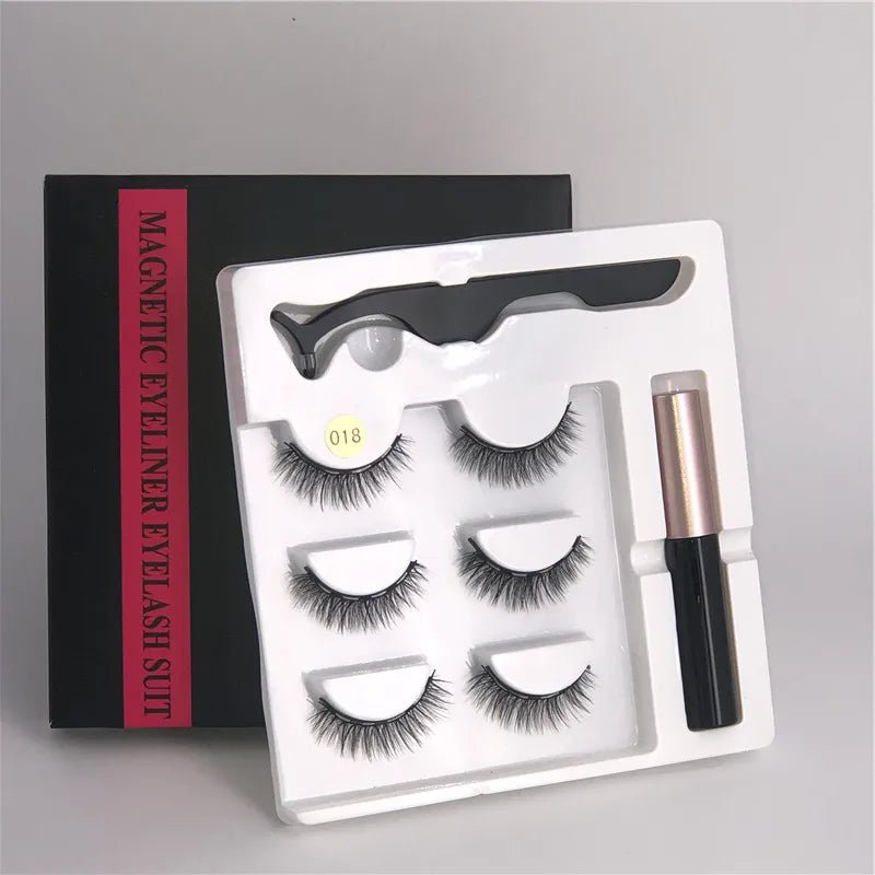 Magnetic eyelashes kit with reusable 3D false lashes and magnetic eyeliner pen for natural eye makeup