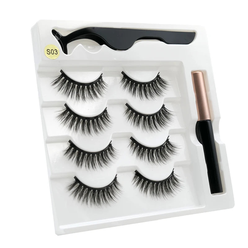 Magnetic eyelashes kit with reusable 3D false lashes and magnetic eyeliner pen for natural eye makeup