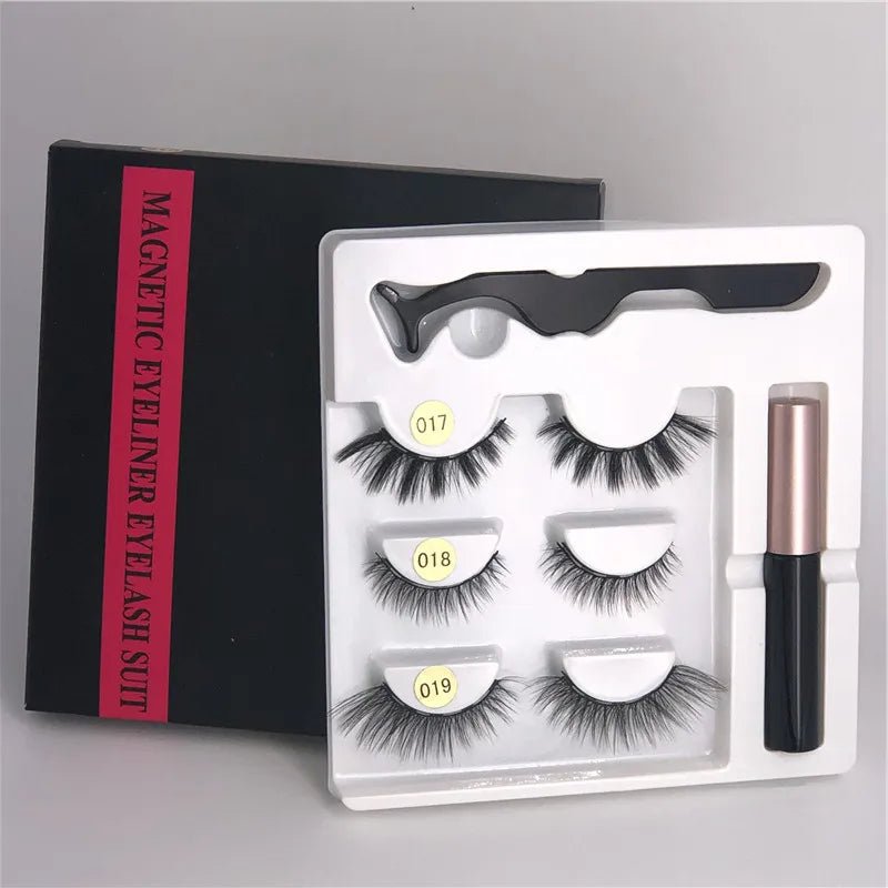 Magnetic eyelashes kit with reusable 3D false lashes and magnetic eyeliner pen for natural eye makeup