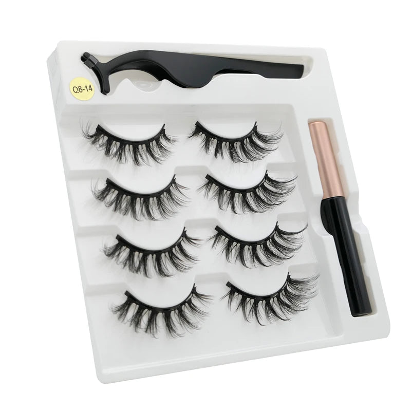 Magnetic eyelashes kit with reusable 3D false lashes and magnetic eyeliner pen for natural eye makeup