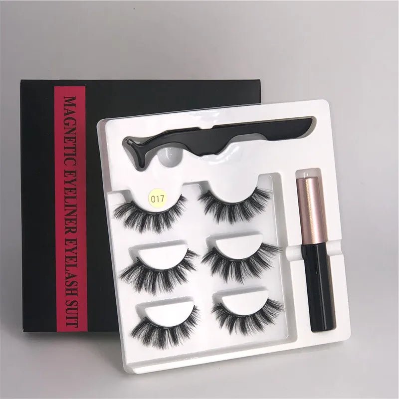 Magnetic eyelashes kit with reusable 3D false lashes and magnetic eyeliner pen for natural eye makeup