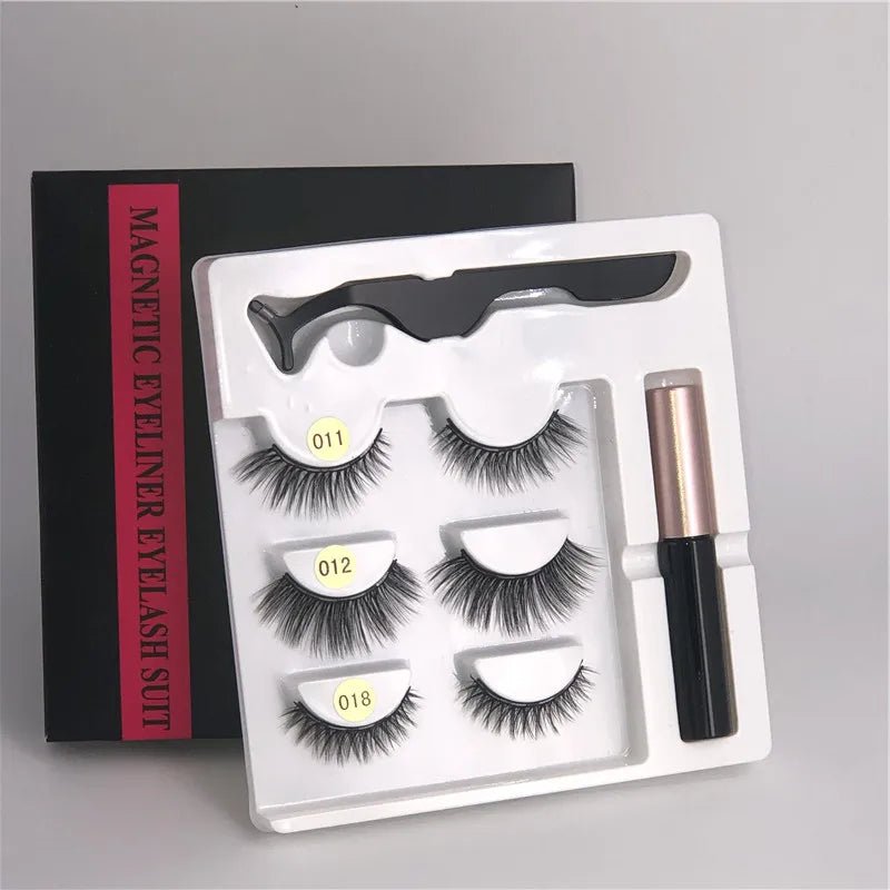 Magnetic eyelashes kit with reusable 3D false lashes and magnetic eyeliner pen for natural eye makeup