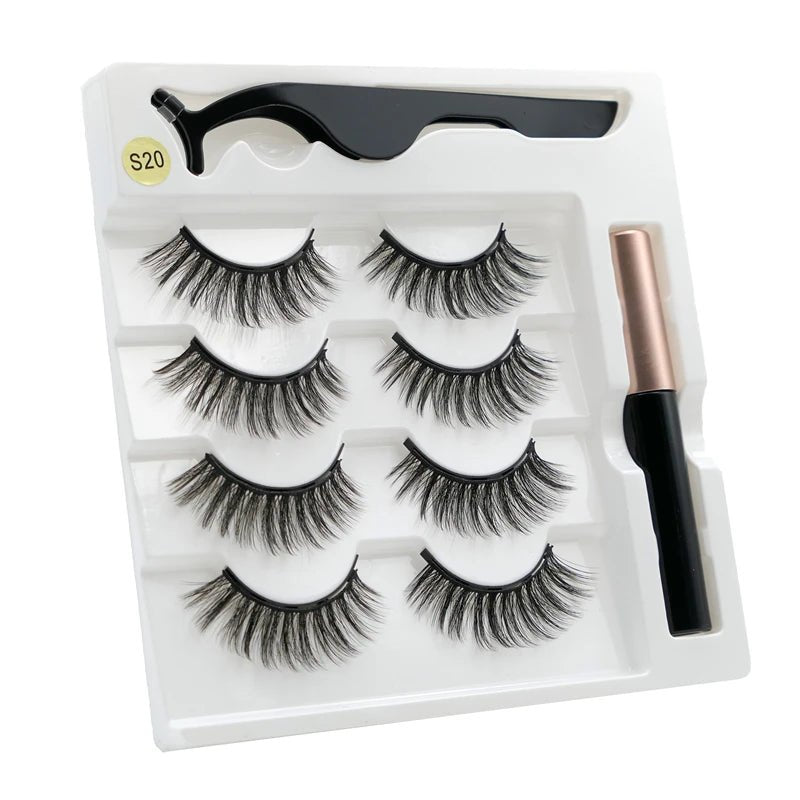 Magnetic eyelashes kit with reusable 3D false lashes and magnetic eyeliner pen for natural eye makeup