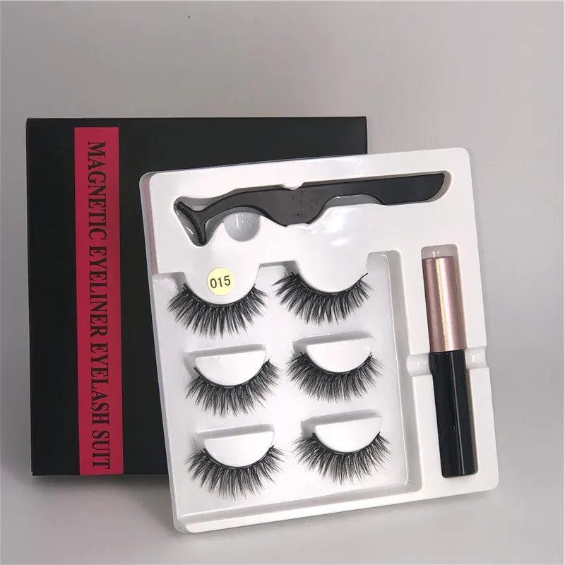 Magnetic eyelashes kit with reusable 3D false lashes and magnetic eyeliner pen for natural eye makeup