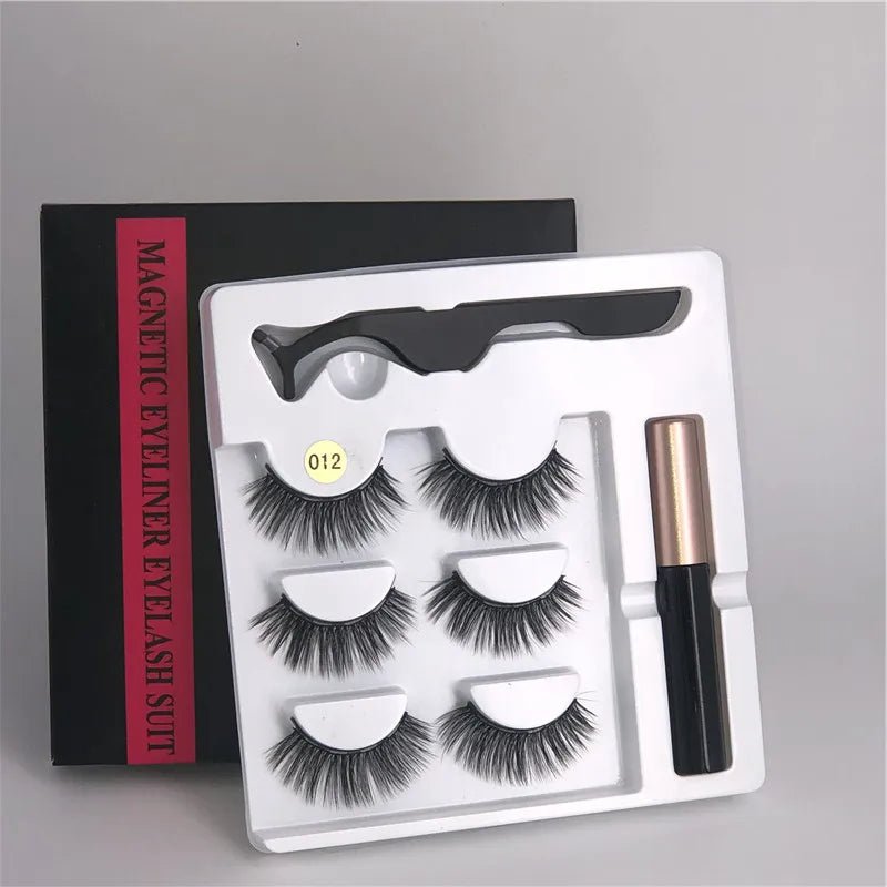 Magnetic eyelashes kit with reusable 3D false lashes and magnetic eyeliner pen for natural eye makeup