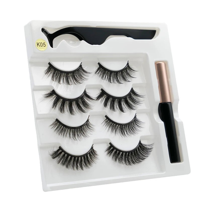 Magnetic eyelashes kit with reusable 3D false lashes and magnetic eyeliner pen for natural eye makeup