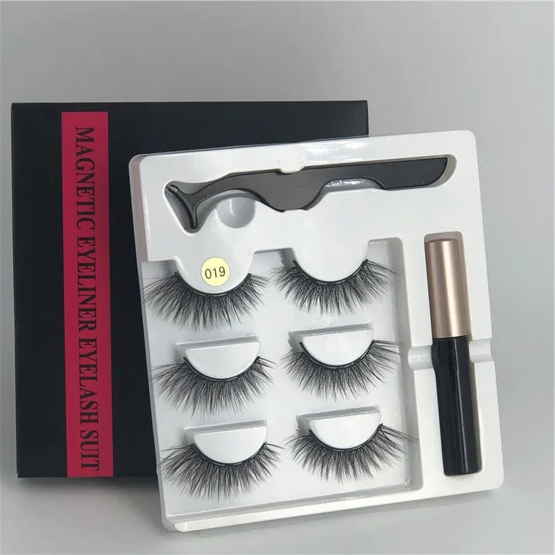 Magnetic eyelashes kit with reusable 3D false lashes and magnetic eyeliner pen for natural eye makeup