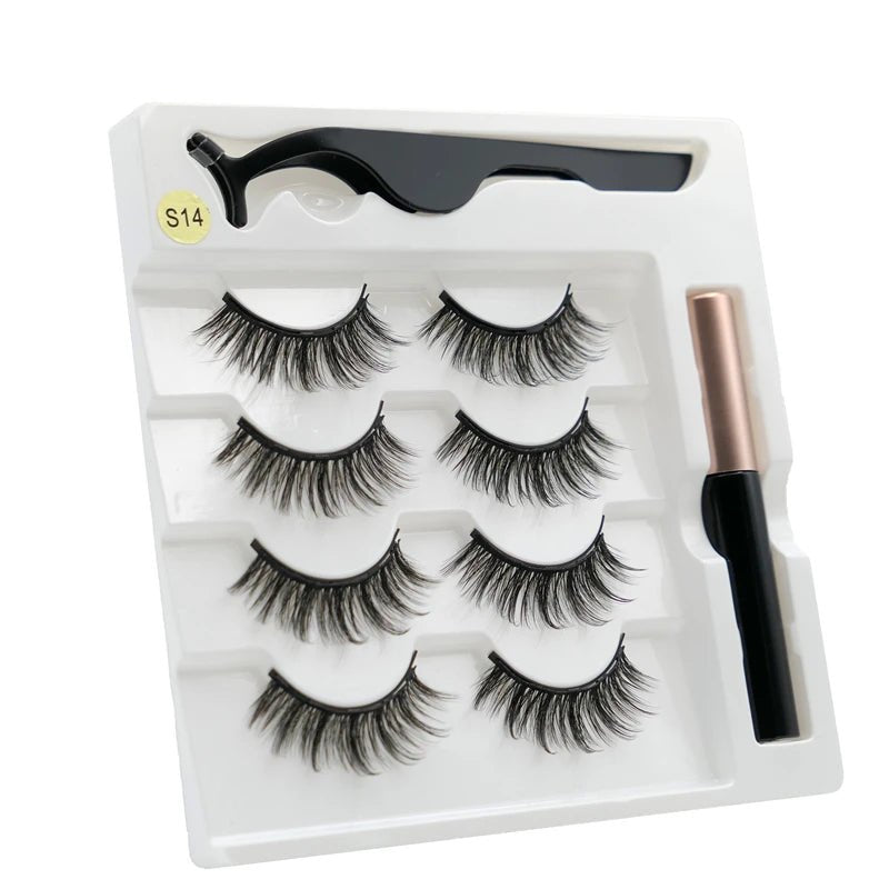 Magnetic eyelashes kit with reusable 3D false lashes and magnetic eyeliner pen for natural eye makeup