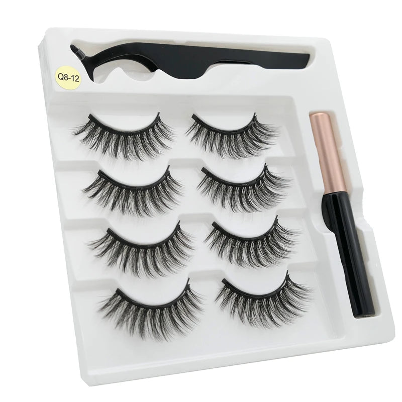 Magnetic eyelashes kit with reusable 3D false lashes and magnetic eyeliner pen for natural eye makeup