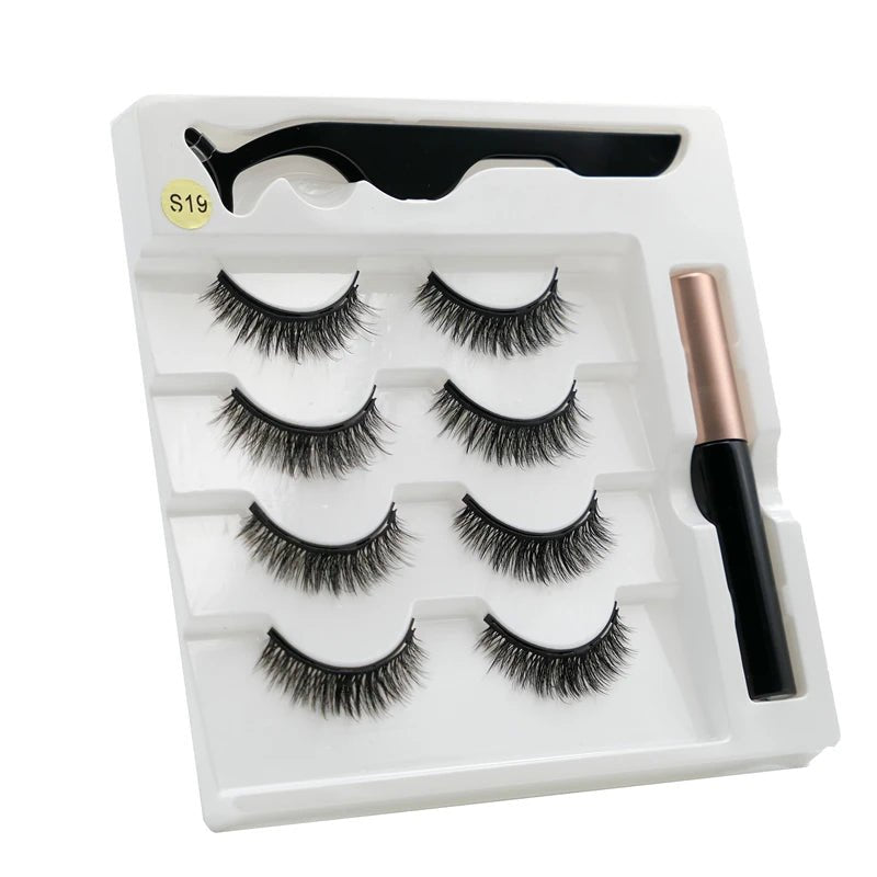 Magnetic eyelashes kit with reusable 3D false lashes and magnetic eyeliner pen for natural eye makeup
