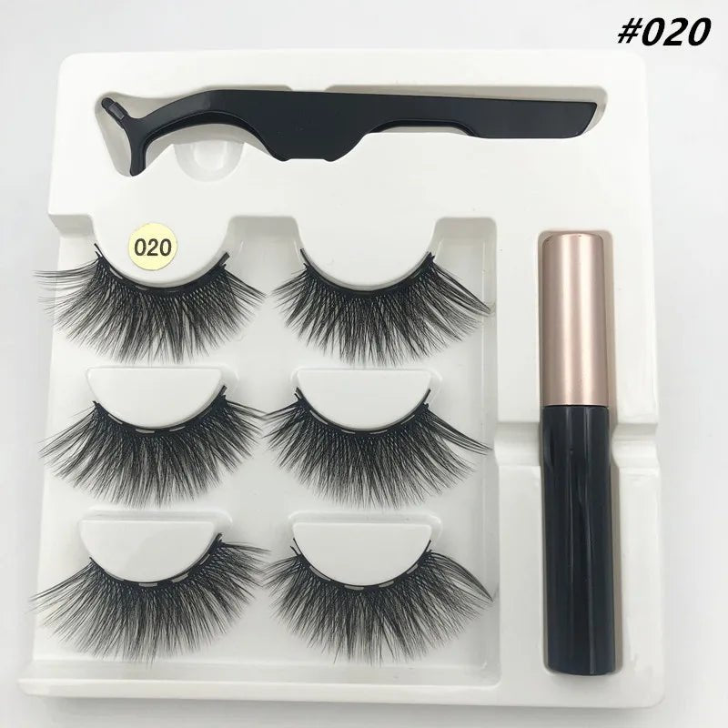 Magnetic eyelashes kit with reusable 3D false lashes and magnetic eyeliner pen for natural eye makeup