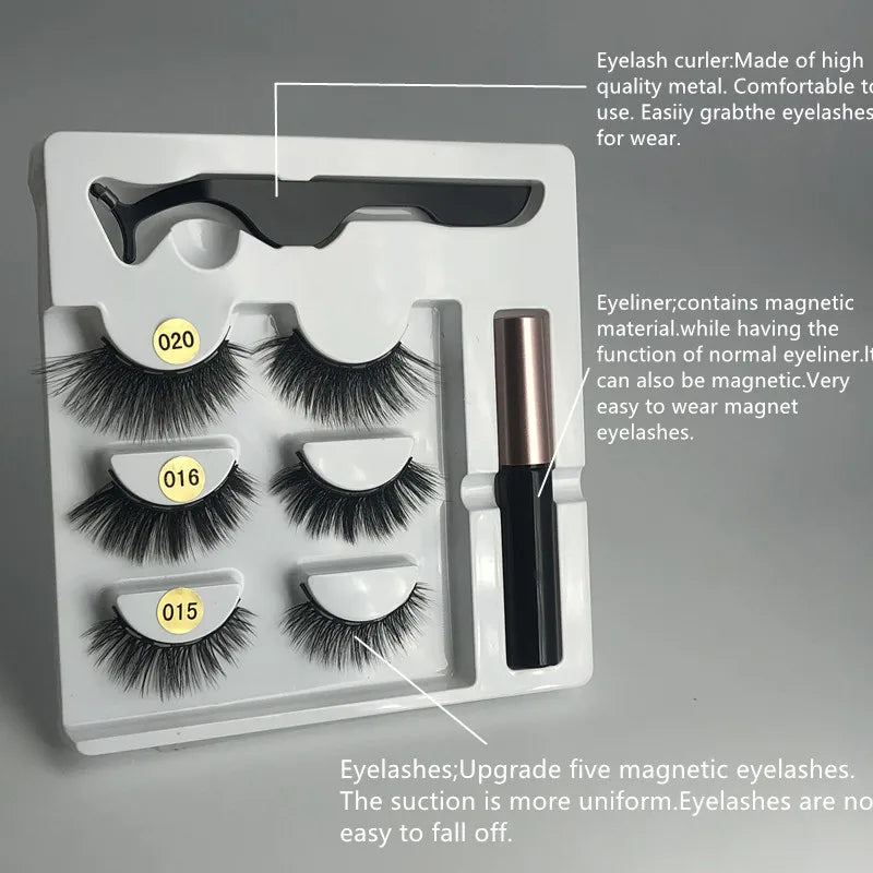Magnetic eyelashes kit with reusable 3D false lashes and magnetic eyeliner pen for natural eye makeup