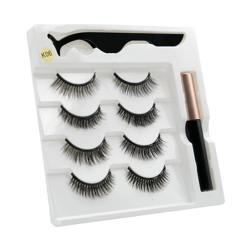Magnetic eyelashes kit with reusable 3D false lashes and magnetic eyeliner pen for natural eye makeup