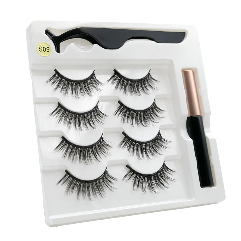 Magnetic eyelashes kit with reusable 3D false lashes and magnetic eyeliner pen for natural eye makeup