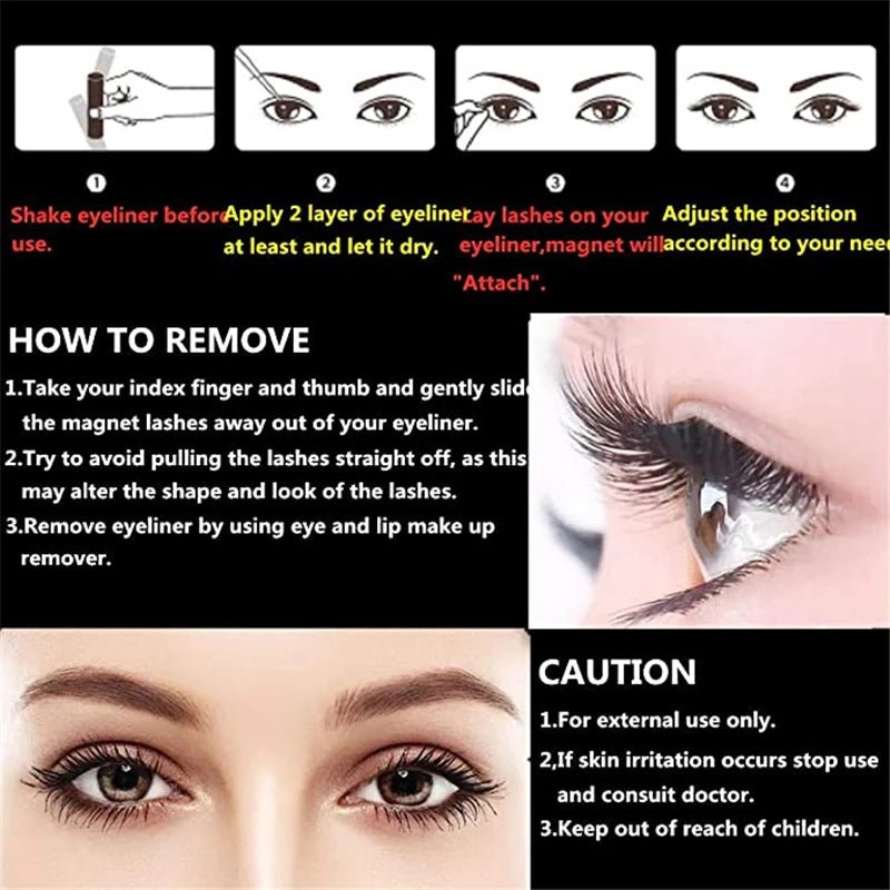 Magnetic eyelashes kit with reusable 3D false lashes and magnetic eyeliner pen for natural eye makeup