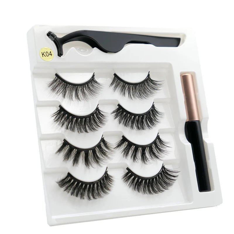 Magnetic eyelashes kit with reusable 3D false lashes and magnetic eyeliner pen for natural eye makeup