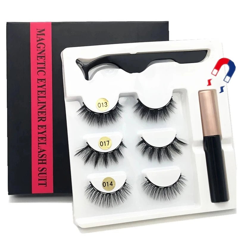 Magnetic eyelashes kit with reusable 3D false lashes and magnetic eyeliner pen for natural eye makeup