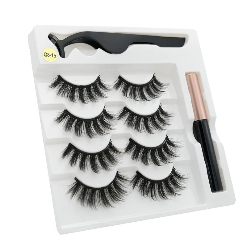 Magnetic eyelashes kit with reusable 3D false lashes and magnetic eyeliner pen for natural eye makeup