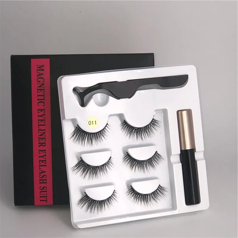 Magnetic eyelashes kit with reusable 3D false lashes and magnetic eyeliner pen for natural eye makeup