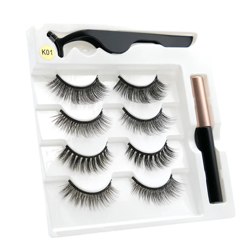 Magnetic eyelashes kit with reusable 3D false lashes and magnetic eyeliner pen for natural eye makeup
