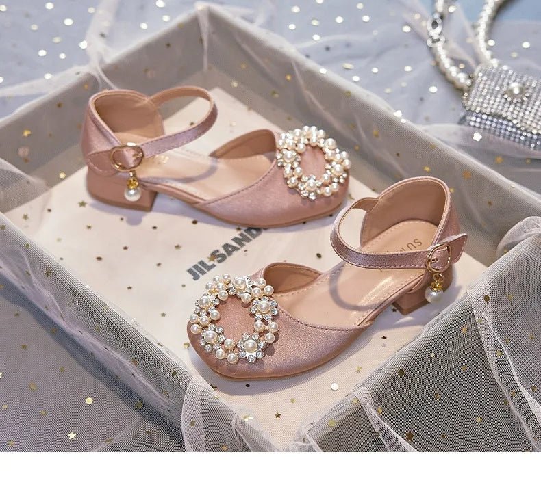 Mary Jane Shoes Kid's Beading Flats Kid's Buckle Ballet Flat Low With Female Children's Shoes Princess Shoes Green Sandals - Mom & Kids