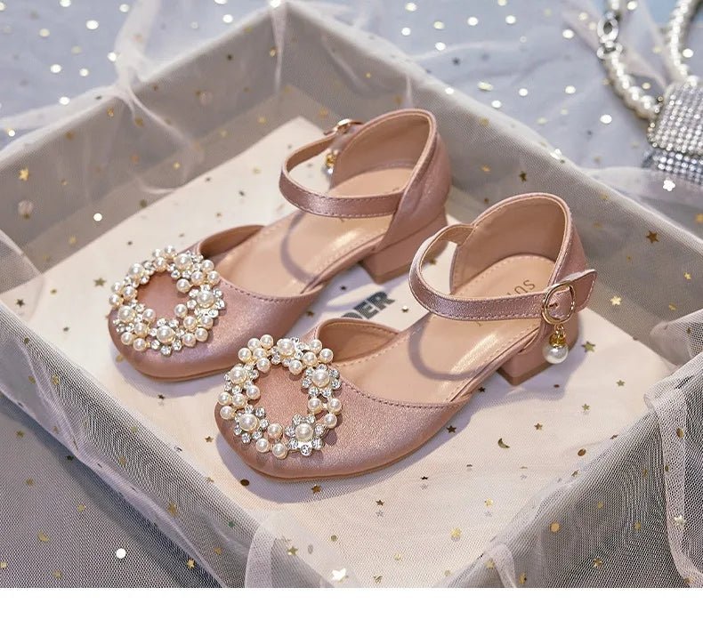 Mary Jane Shoes Kid's Beading Flats Kid's Buckle Ballet Flat Low With Female Children's Shoes Princess Shoes Green Sandals - Mom & Kids
