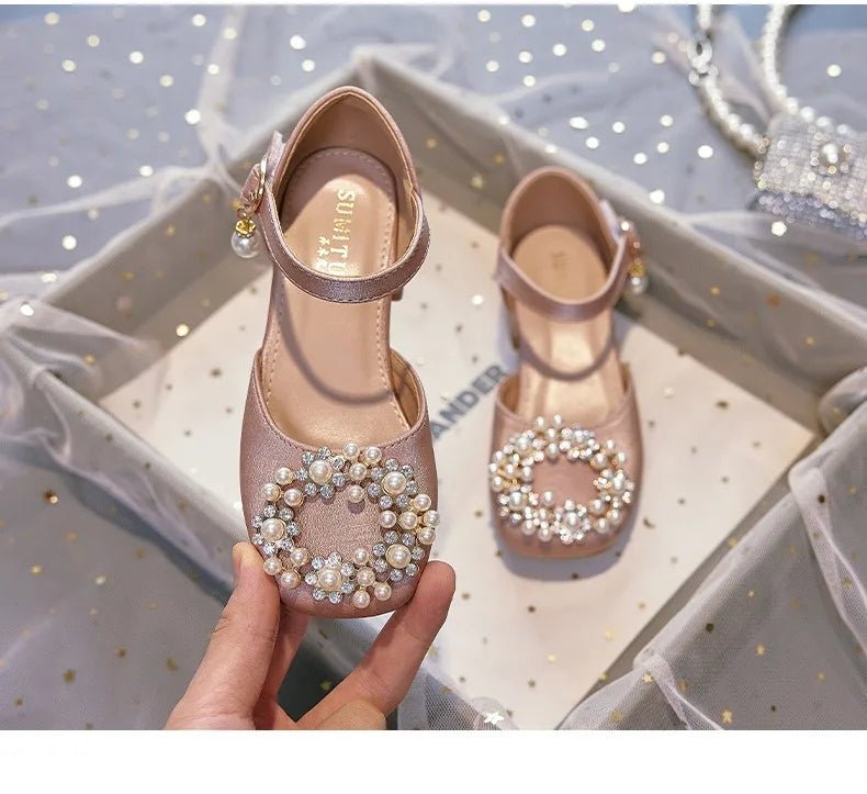 Mary Jane Shoes Kid's Beading Flats Kid's Buckle Ballet Flat Low With Female Children's Shoes Princess Shoes Green Sandals - Mom & Kids
