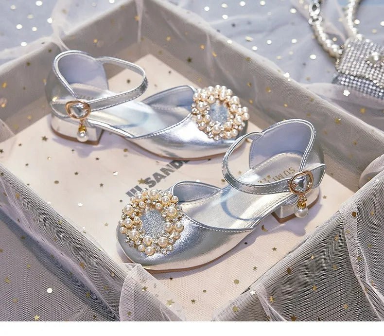 Mary Jane Shoes Kid's Beading Flats Kid's Buckle Ballet Flat Low With Female Children's Shoes Princess Shoes Green Sandals - Mom & Kids