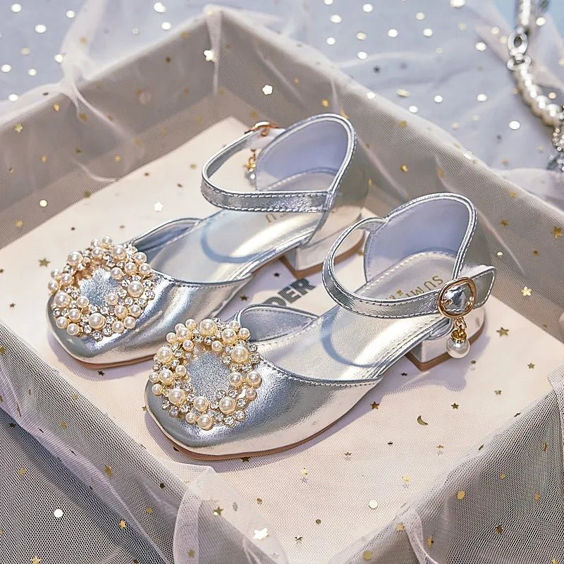 Mary Jane Shoes Kid's Beading Flats Kid's Buckle Ballet Flat Low With Female Children's Shoes Princess Shoes Green Sandals - Mom & Kids