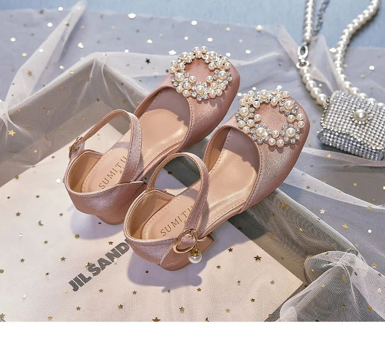 Mary Jane Shoes Kid's Beading Flats Kid's Buckle Ballet Flat Low With Female Children's Shoes Princess Shoes Green Sandals - Mom & Kids