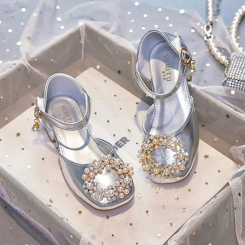 Mary Jane Shoes Kid's Beading Flats Kid's Buckle Ballet Flat Low With Female Children's Shoes Princess Shoes Green Sandals - Mom & Kids