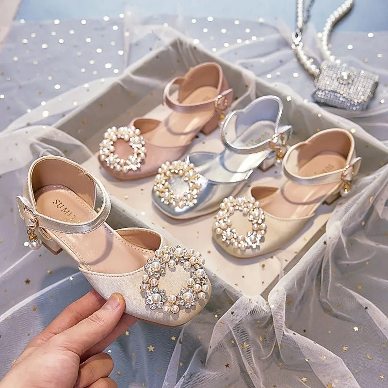 Mary Jane Shoes Kid's Beading Flats Kid's Buckle Ballet Flat Low With Female Children's Shoes Princess Shoes Green Sandals - Mom & Kids