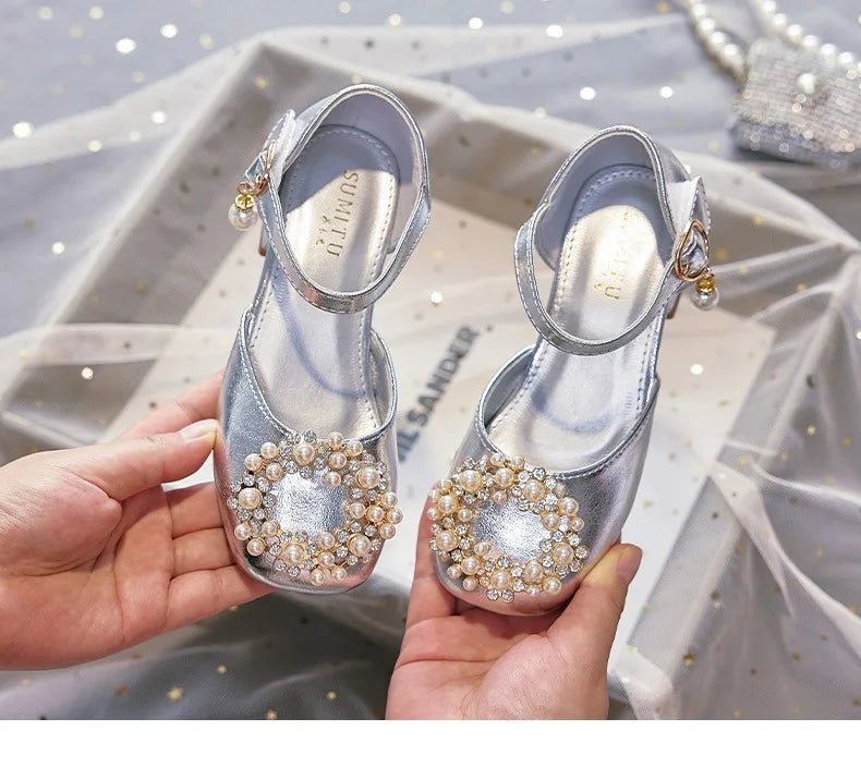Mary Jane Shoes Kid's Beading Flats Kid's Buckle Ballet Flat Low With Female Children's Shoes Princess Shoes Green Sandals - Mom & Kids
