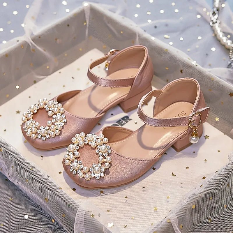 Mary Jane Shoes Kid's Beading Flats Kid's Buckle Ballet Flat Low With Female Children's Shoes Princess Shoes Green Sandals - Mom & Kids