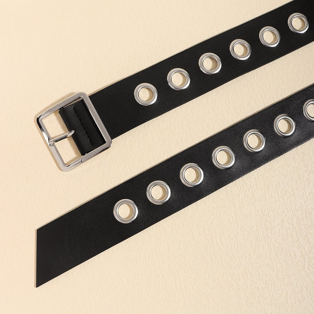 Men And Women Fashion Hollow Belt Personality Punk Style PU Soft Belt Jeans Hip Hop Accessories (Available) - Mom & Kids