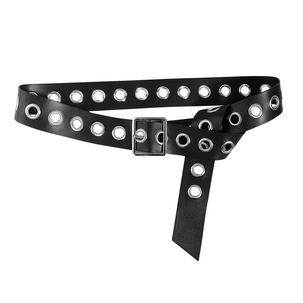Men And Women Fashion Hollow Belt Personality Punk Style PU Soft Belt Jeans Hip Hop Accessories (Available) - Mom & Kids