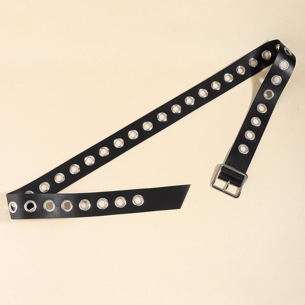 Men And Women Fashion Hollow Belt Personality Punk Style PU Soft Belt Jeans Hip Hop Accessories (Available) - Mom & Kids