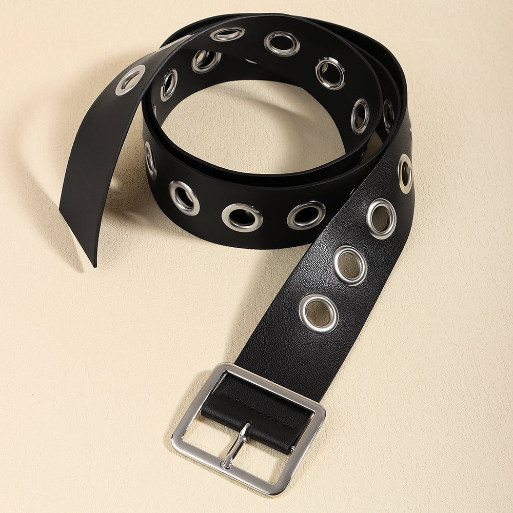 Men And Women Fashion Hollow Belt Personality Punk Style PU Soft Belt Jeans Hip Hop Accessories (Available) - Mom & Kids