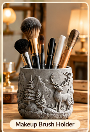 Decorative mini pot used as a makeup brush holder