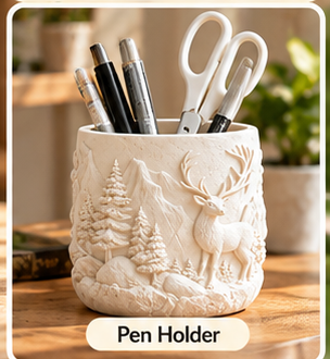 Decorative mini pot used as a pen holder