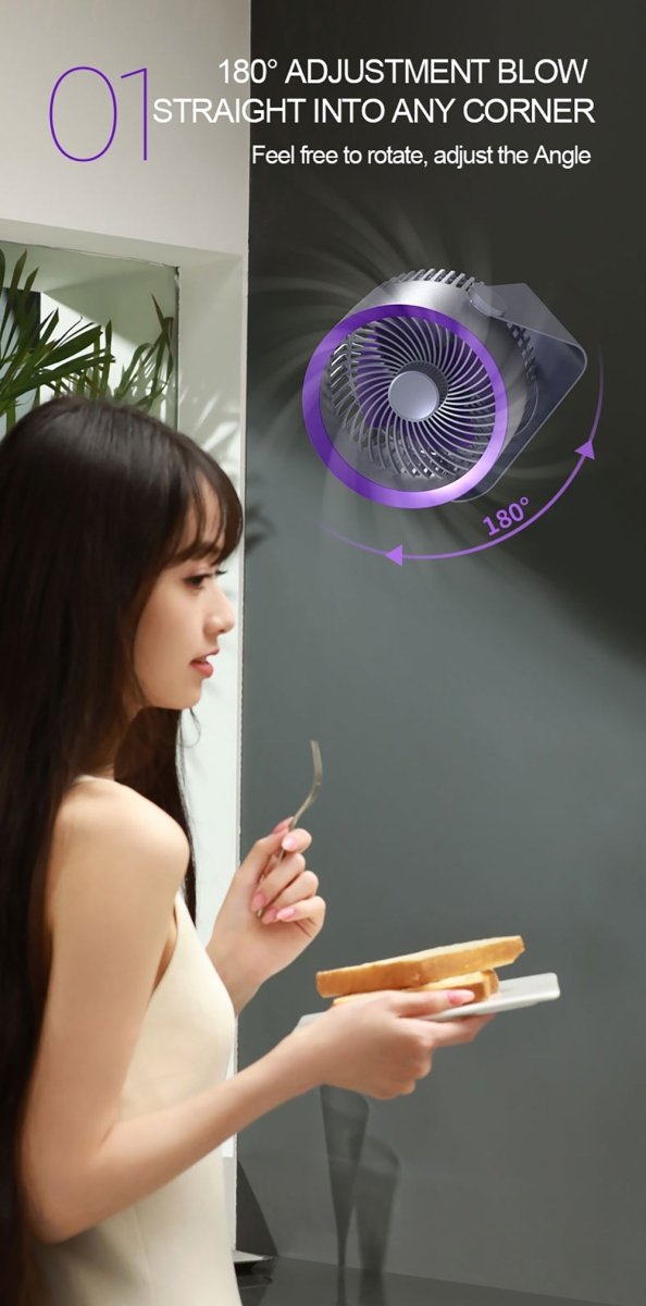 🪭 Multifunctional 360° Rotation Portable Rechargeable Air Cooling Circulating Fan!! ( Available ) - Mom & Kids
