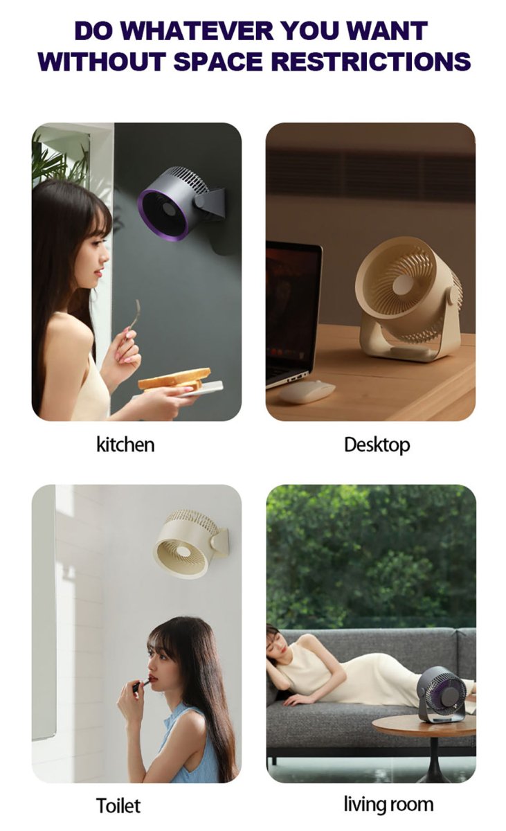 🪭 Multifunctional 360° Rotation Portable Rechargeable Air Cooling Circulating Fan!! ( Available ) - Mom & Kids