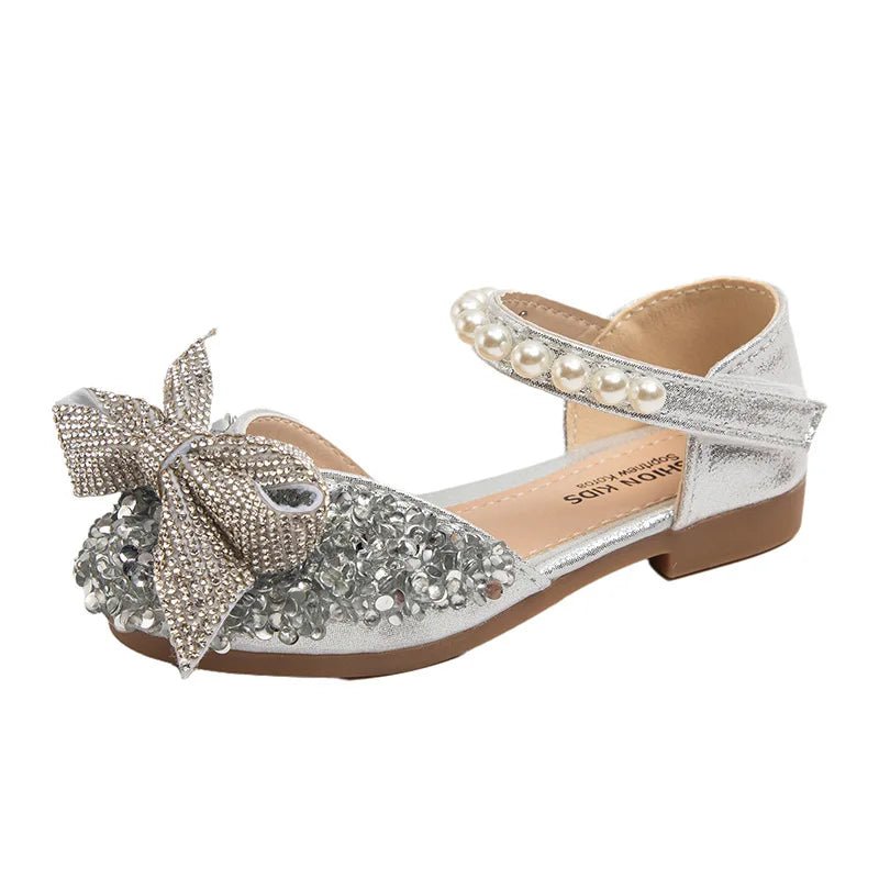 New Children Causal Dance Sandals Girls Rhinestone Flat Sandals Non-slip Fashion Kids Sequins Princess Performance Shoes - Mom & Kids