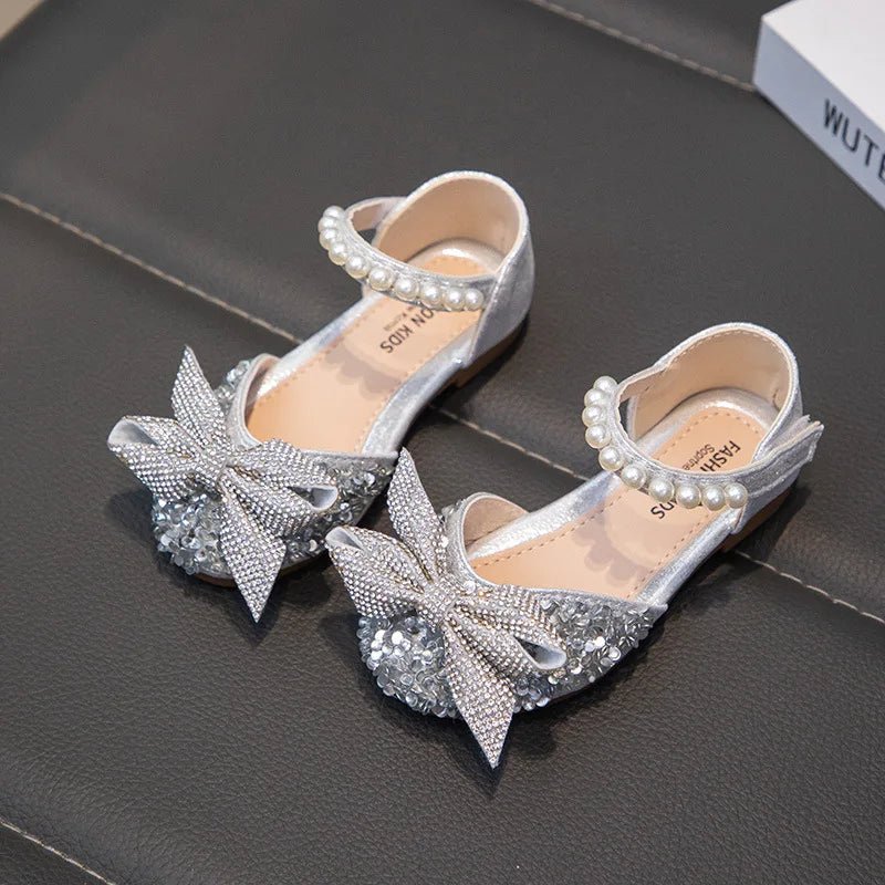 New Children Causal Dance Sandals Girls Rhinestone Flat Sandals Non-slip Fashion Kids Sequins Princess Performance Shoes - Mom & Kids