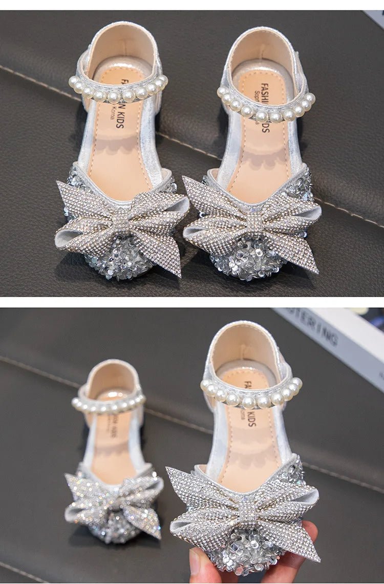 New Children Causal Dance Sandals Girls Rhinestone Flat Sandals Non-slip Fashion Kids Sequins Princess Performance Shoes - Mom & Kids