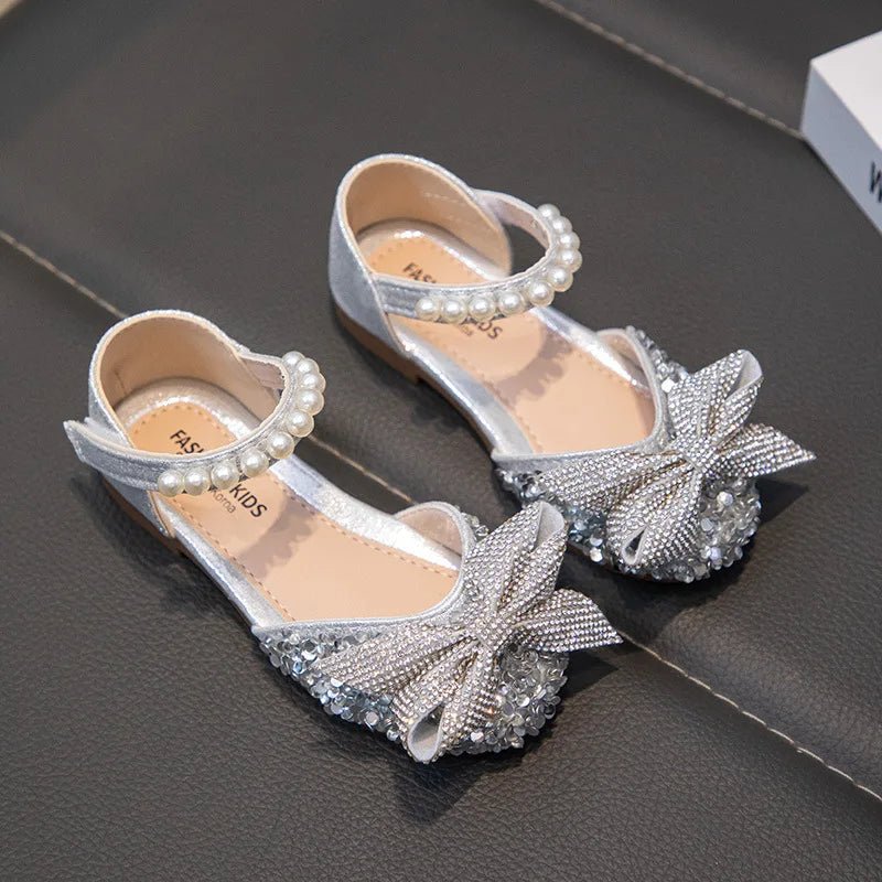New Children Causal Dance Sandals Girls Rhinestone Flat Sandals Non-slip Fashion Kids Sequins Princess Performance Shoes - Mom & Kids